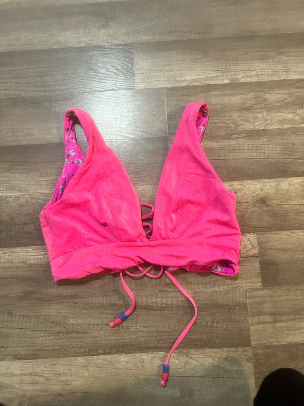 Maaji Neon Pink Lace-Up Swim Top